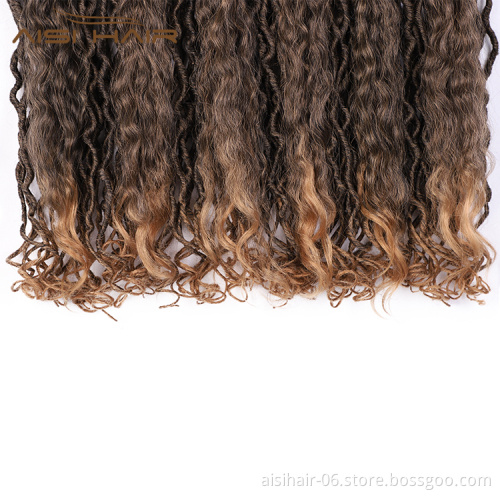 Aisi Hair Wholesale Faux Locs Ombre Brown Crochet Braids Hair Faux Locks Synthetic Braids Hairpieces Extensions For Black Women